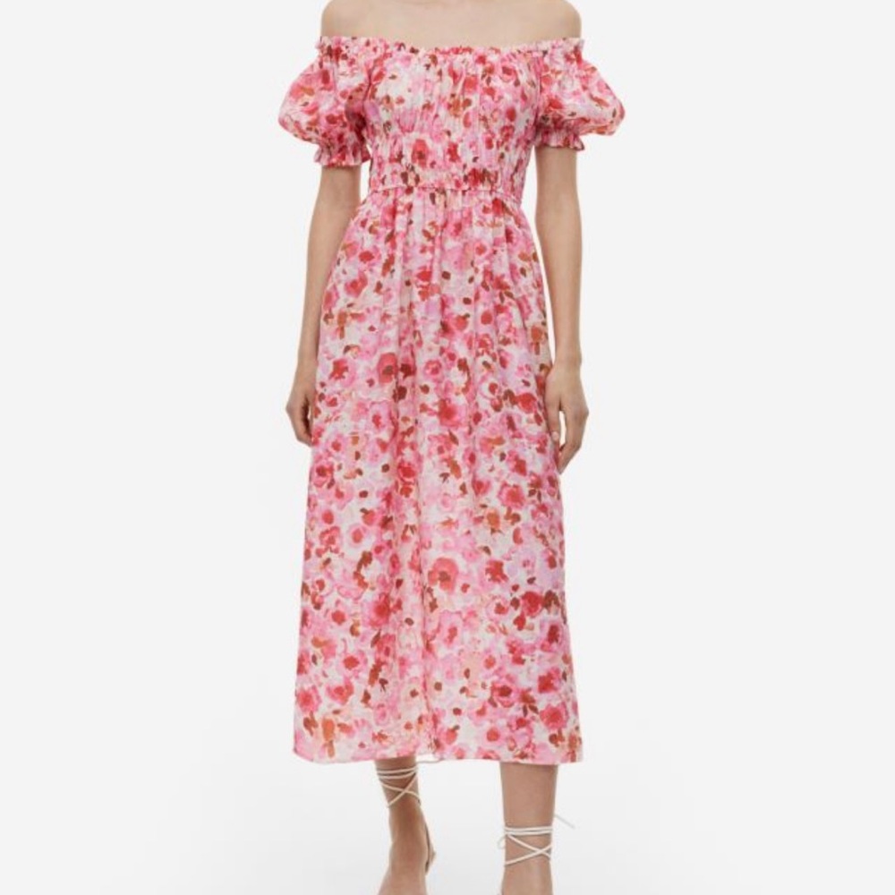 H&M | off the shoulder, floral, midi dress